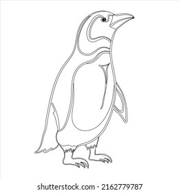 Penguin Coloring Page Penguin Line Art Stock Vector (Royalty Free ...