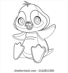 Penguin Coloring page , Penguin Line art design for kids coloring page, penguin illustration 