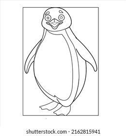 Penguin Coloring page , Penguin Line art design for kids coloring page, Cute penguin illustration 