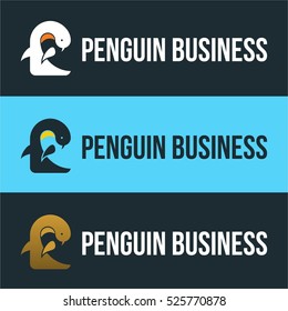 PENGUIN COMPANY BUSINESS LOGO TEMPLATE SIGN SYMBOL EMBLEM BADGE SET