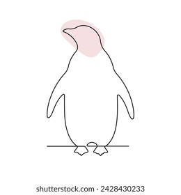 Penguin continuous line art. Cute penguin hand drawing single line art