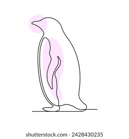 Penguin continuous line art. Cute penguin hand drawing single line art