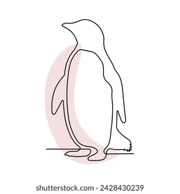 Penguin continuous line art. Cute penguin hand drawing single line art