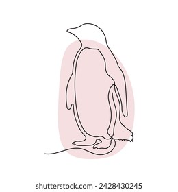 Penguin continuous line art. Cute penguin hand drawing single line art