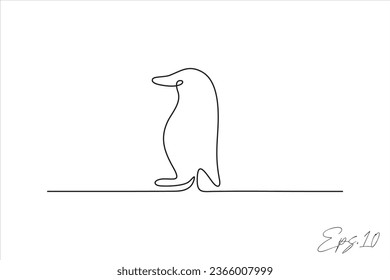 penguin continuous line art drawing
