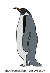 Penguin in a continuous line format that can be edited later.