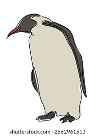 Penguin in a continuous line format that can be edited later.