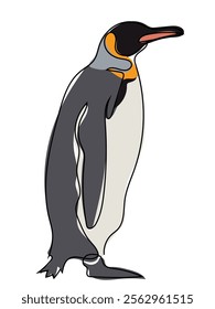 Penguin in a continuous line format that can be edited later.