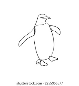 Penguin continuous one line art drawing, Single line art drawing of penguin, wildlife animal