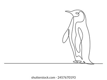 Penguin continuous one line drawing vector illustration. Pro vector