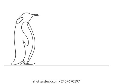 Penguin continuous one line drawing vector illustration. Pro vector