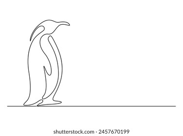 Penguin continuous one line drawing vector illustration. Pro vector