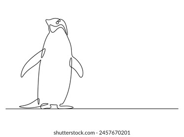 Penguin continuous one line drawing vector illustration. Pro vector