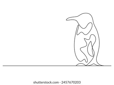 Penguin continuous one line drawing vector illustration. Pro vector