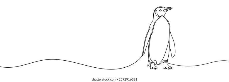 Penguin continuous one line drawing vector illustration. vector