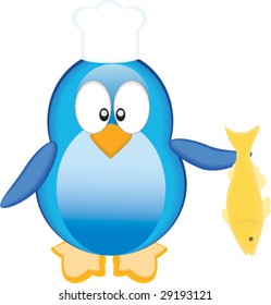 penguin cook keeping fish