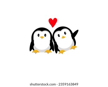 Pareja pingüino de fondo blanco