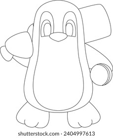 Pinguin Cricket Fleet Animal Vector Graphic Art Illustration