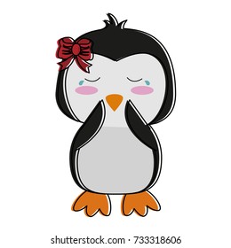 penguin crying cute animal cartoon icon image 