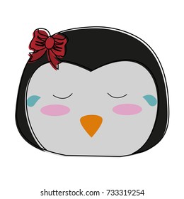 penguin crying cute animal cartoon icon image 