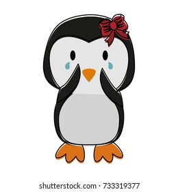 penguin crying cute animal cartoon icon image 