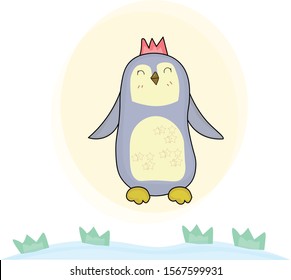 Penguin, cute cartoon characters, colorful