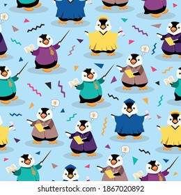 Patrón de caricatura de pingüino lindo