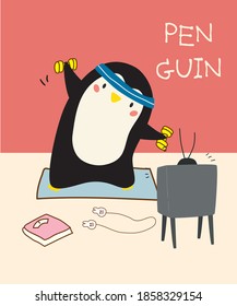 Penguin cute funny vector cartoon
