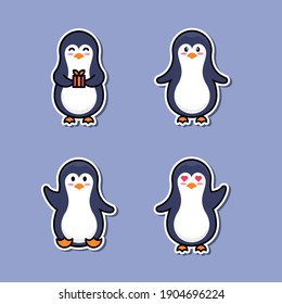 Penguin cute icon, good for sticker logo etc. Vector illustration