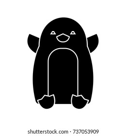 penguin cute icon, vector illustration, black sign on isolated background
