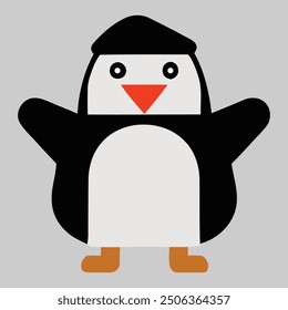 Penguin Cute Illustration , 2 D flat design
