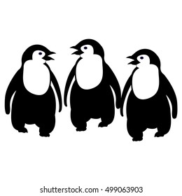 penguin, cute, illustration, vector, cartoon, white, black, bird, happy, animal