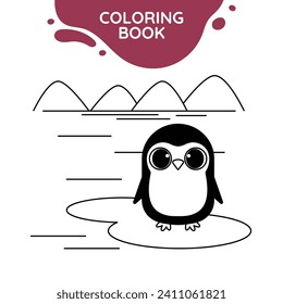 penguin cute outline drawing suitable for coloring books for children black and white educational preschool activity sheet vector isolated