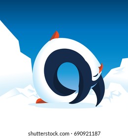 penguin dancing in an iceberg vector