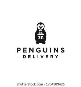 penguin delivery logo / gift delivery vector
