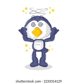 the penguin dizzy head mascot. cartoon vector