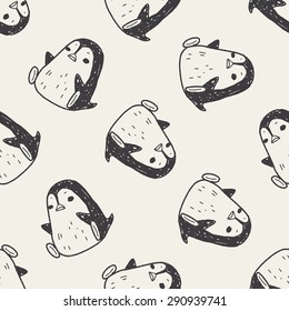 penguin doodle seamless pattern background