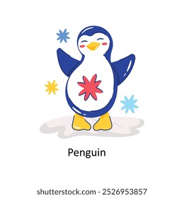 Penguin doodle vector outline Sticker. EPS 10 file