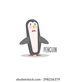 Penguin Drawing For Arctic Animals Collection Of Flat Vector Illustration In Creative Style On White Background
