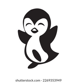 VECTOR DE DIBUJO DE pingüino AI ESTILO DE ICONO NEGRO Y BLANCO 2023
