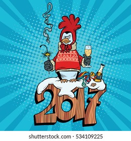 The penguin dressed as a rooster, new year 2017