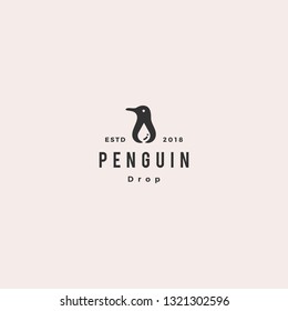 penguin drop logo hipster vintage retro vector icon illustration