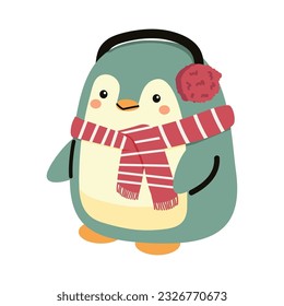 penguin with ear muffs cartoon