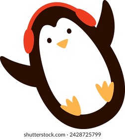 Penguin With Earmuffs Vector Illustration