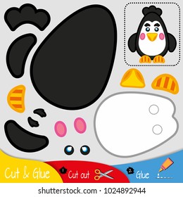 Penguin. Education paper game for preshool children. Vector illustration.