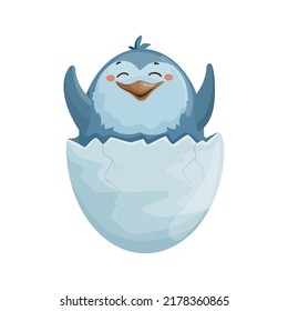 Penguin in eggshell. Colorful children's illustration.