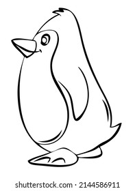 Penguin. Element for coloring page. Cartoon style.