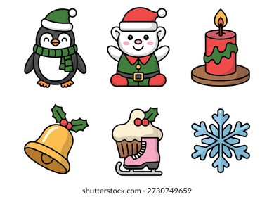 Pingüino elfo vela campana cupcake patín de hielo copo de nieve