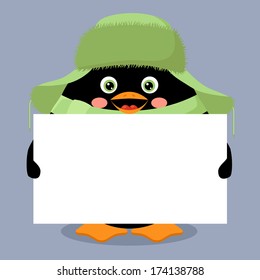 penguin with empty banner