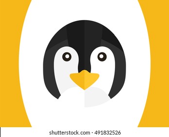 Penguin face vector flat illustration 